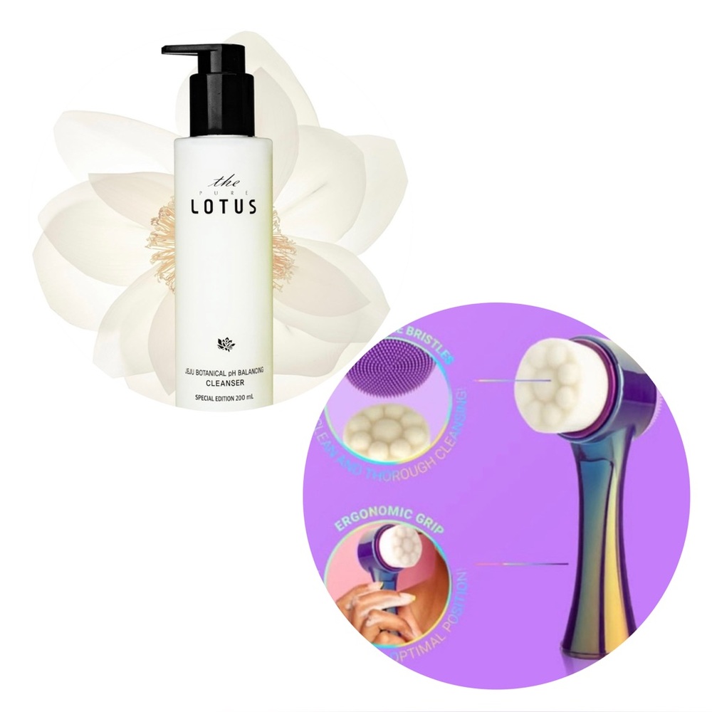 THE PURE LOTUS Jeju Botanical pH Balancing Cleanser & Cleansing Brush BU…